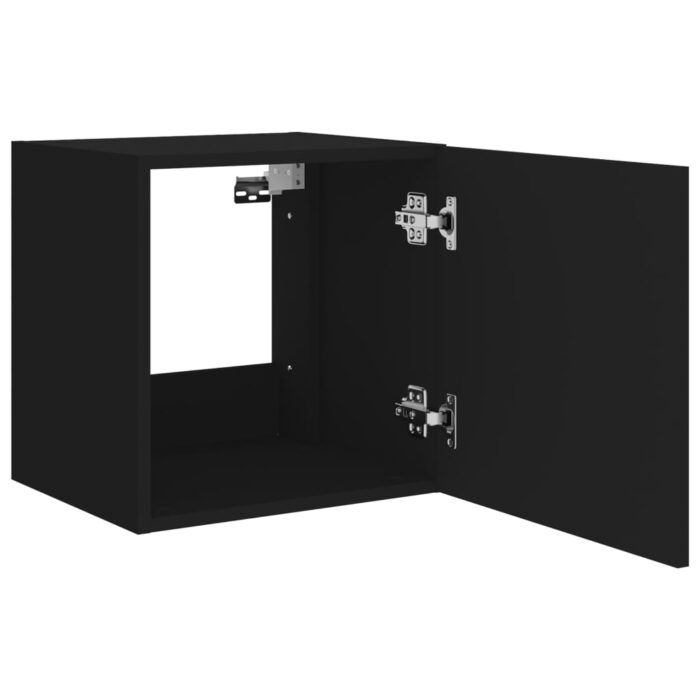 Meuble TV mural avec lumières LED noir 40,5x35x40 cm – Image 6
