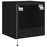 Meuble TV mural avec lumières LED noir 40,5x35x40 cm – Image 9