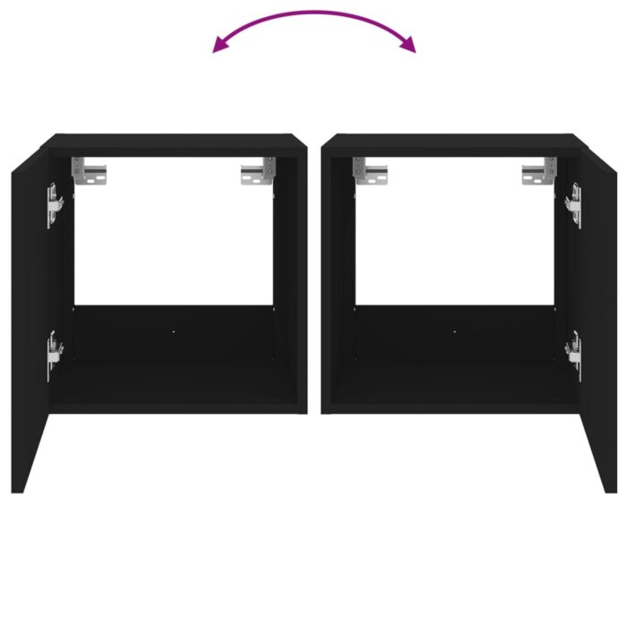 Meubles TV muraux avec lumières LED 2 pcs noir 40,5x35x40 cm – Image 11