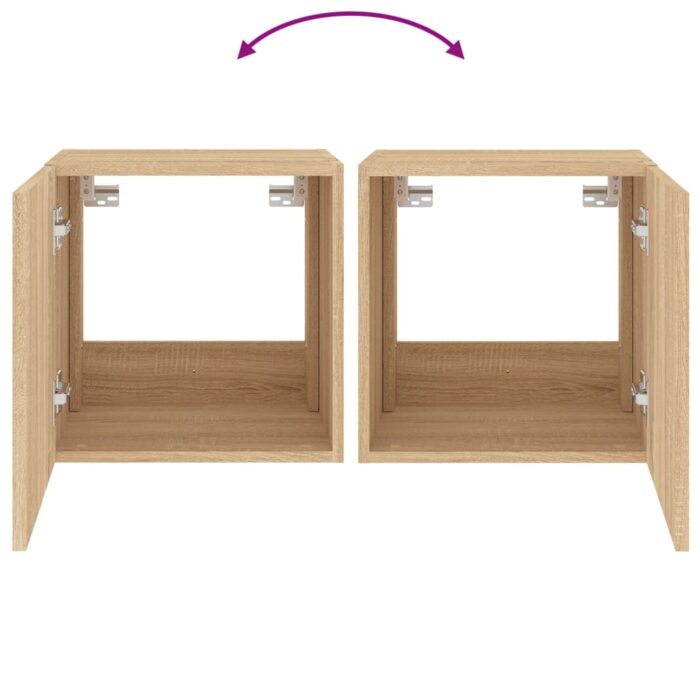 Meubles TV muraux lumières LED 2 pcs chêne sonoma 40,5x35x40 cm – Image 10