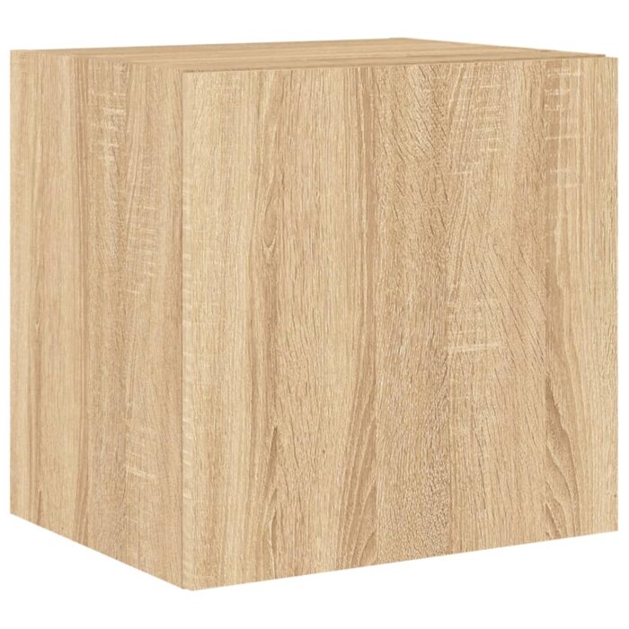 Meubles TV muraux lumières LED 2 pcs chêne sonoma 40,5x35x40 cm – Image 5