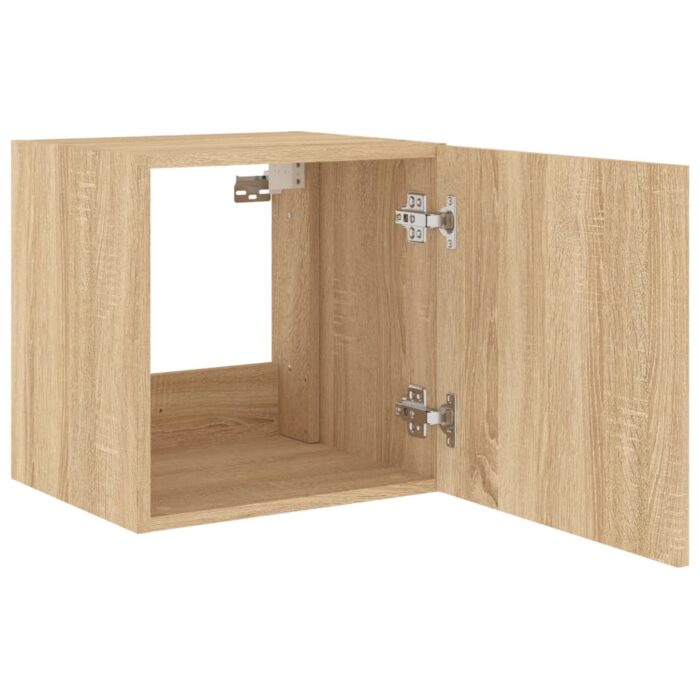 Meubles TV muraux lumières LED 2 pcs chêne sonoma 40,5x35x40 cm – Image 6