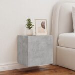 Meuble TV mural avec lumières LED gris béton 40,5x35x40 cm – Image 3