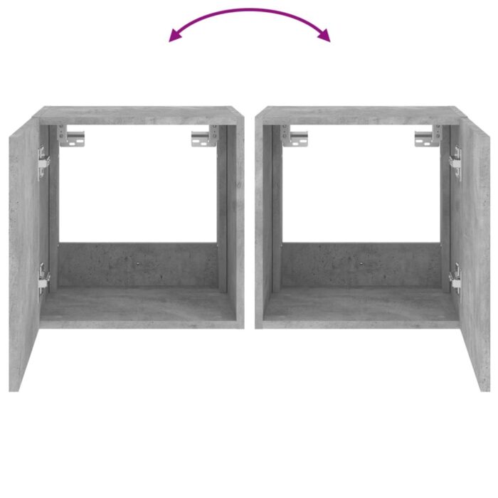 Meubles TV muraux et lumières LED 2pcs gris béton 40,5x35x40 cm – Image 11