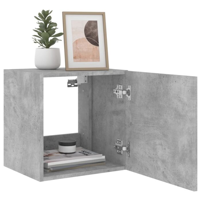 Meubles TV muraux et lumières LED 2pcs gris béton 40,5x35x40 cm – Image 4