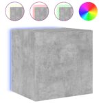 Meubles TV muraux et lumières LED 2pcs gris béton 40,5x35x40 cm – Image 5