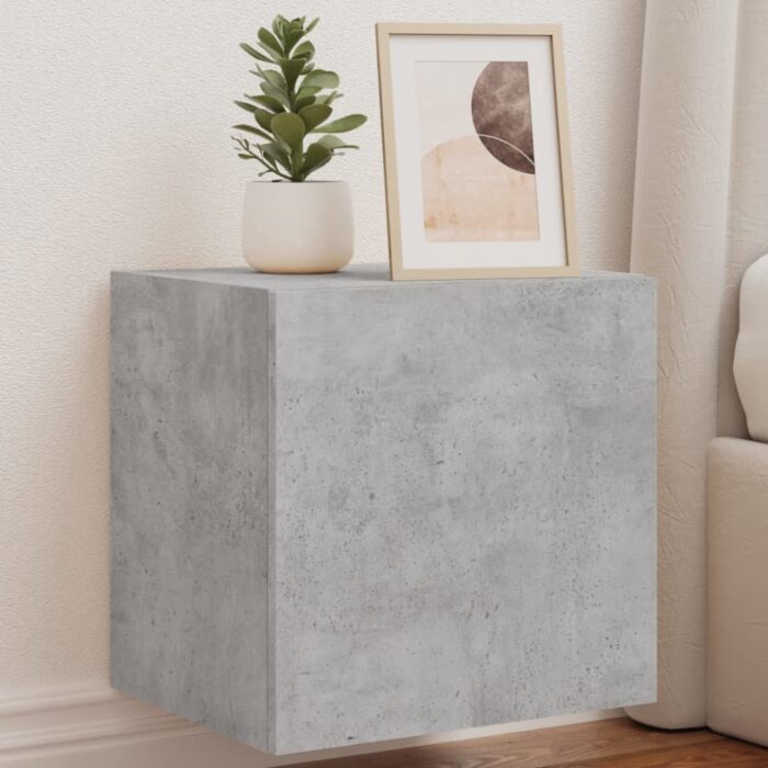 Meubles TV muraux et lumières LED 2pcs gris béton 40,5x35x40 cm – Image 1