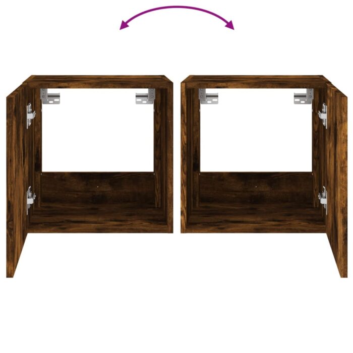 Meuble TV mural avec lumières LED chêne fumé 40,5x35x40 cm – Image 10