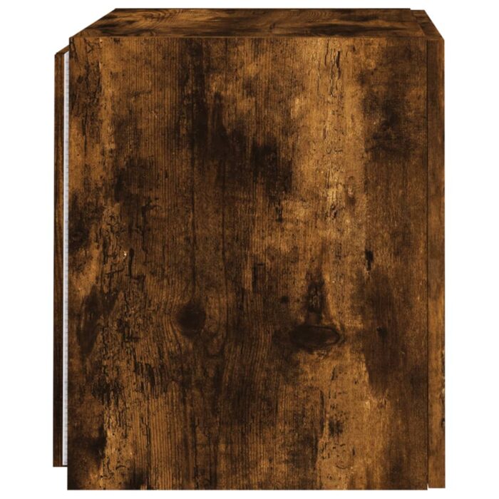 Meuble TV mural avec lumières LED chêne fumé 40,5x35x40 cm – Image 8