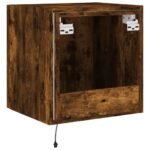 Meuble TV mural avec lumières LED chêne fumé 40,5x35x40 cm – Image 9