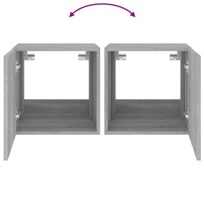 Meuble TV mural avec lumières LED sonoma gris 40,5x35x40 cm – Image 10