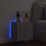 Meuble TV mural avec lumières LED sonoma gris 40,5x35x40 cm – Image 2