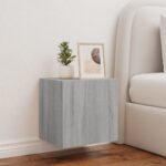 Meuble TV mural avec lumières LED sonoma gris 40,5x35x40 cm – Image 3