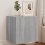 Meuble TV mural avec lumières LED sonoma gris 40,5x35x40 cm