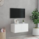 Meuble TV mural avec lumières LED blanc 60x35x31 cm – Image 2