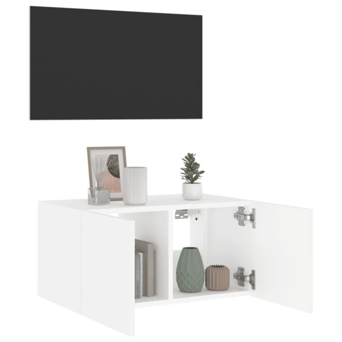Meuble TV mural avec lumières LED blanc 60x35x31 cm – Image 4