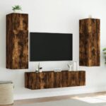 Meuble TV mural avec lumières LED chêne fumé 60x35x31 cm – Image 3