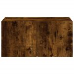 Meuble TV mural avec lumières LED chêne fumé 60x35x31 cm – Image 7