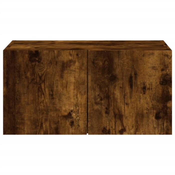 Meuble TV mural avec lumières LED chêne fumé 60x35x31 cm – Image 7