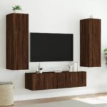 Meuble TV mural avec lumières LED chêne marron 60x35x31 cm – Image 3