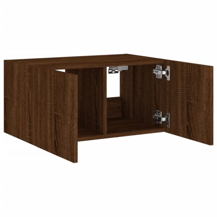 Meuble TV mural avec lumières LED chêne marron 60x35x31 cm – Image 6