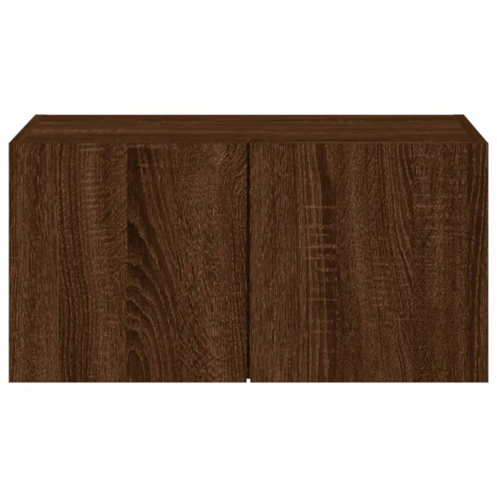 Meuble TV mural avec lumières LED chêne marron 60x35x31 cm – Image 7