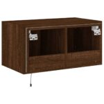 Meuble TV mural avec lumières LED chêne marron 60x35x31 cm – Image 9