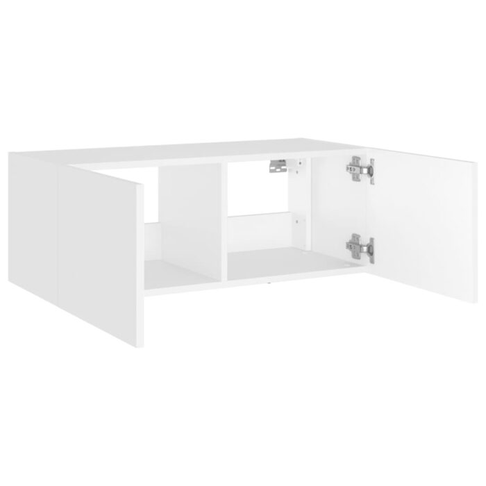 Meuble TV mural avec lumières LED blanc 80x35x31 cm – Image 6