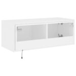 Meuble TV mural avec lumières LED blanc 80x35x31 cm – Image 9