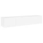 Meubles TV muraux avec lumières LED 2 pcs blanc 80x35x31 cm – Image 5