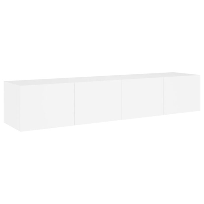 Meubles TV muraux avec lumières LED 2 pcs blanc 80x35x31 cm – Image 5