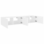 Meubles TV muraux avec lumières LED 2 pcs blanc 80x35x31 cm – Image 6