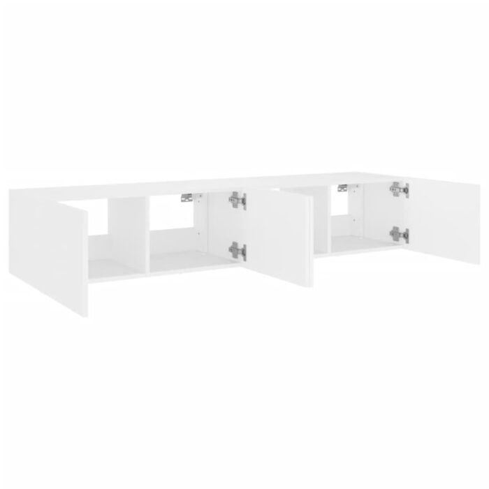 Meubles TV muraux avec lumières LED 2 pcs blanc 80x35x31 cm – Image 6