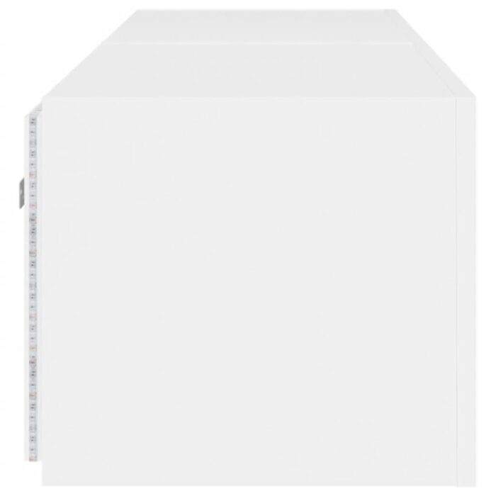 Meubles TV muraux avec lumières LED 2 pcs blanc 80x35x31 cm – Image 8