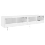 Meubles TV muraux avec lumières LED 2 pcs blanc 80x35x31 cm – Image 9