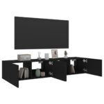 Meubles TV muraux avec lumières LED 2 pcs noir 80x35x31 cm – Image 4
