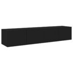 Meubles TV muraux avec lumières LED 2 pcs noir 80x35x31 cm – Image 5