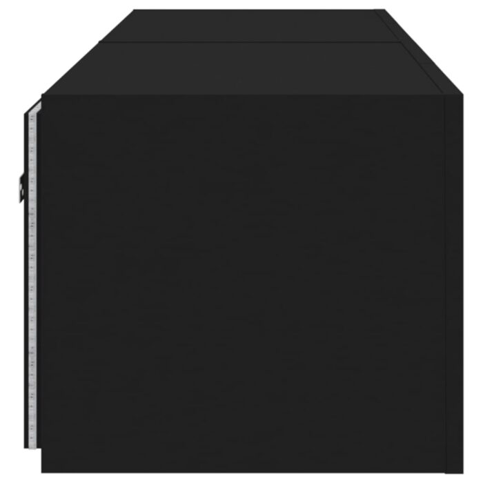 Meubles TV muraux avec lumières LED 2 pcs noir 80x35x31 cm – Image 8