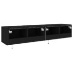 Meubles TV muraux avec lumières LED 2 pcs noir 80x35x31 cm – Image 9