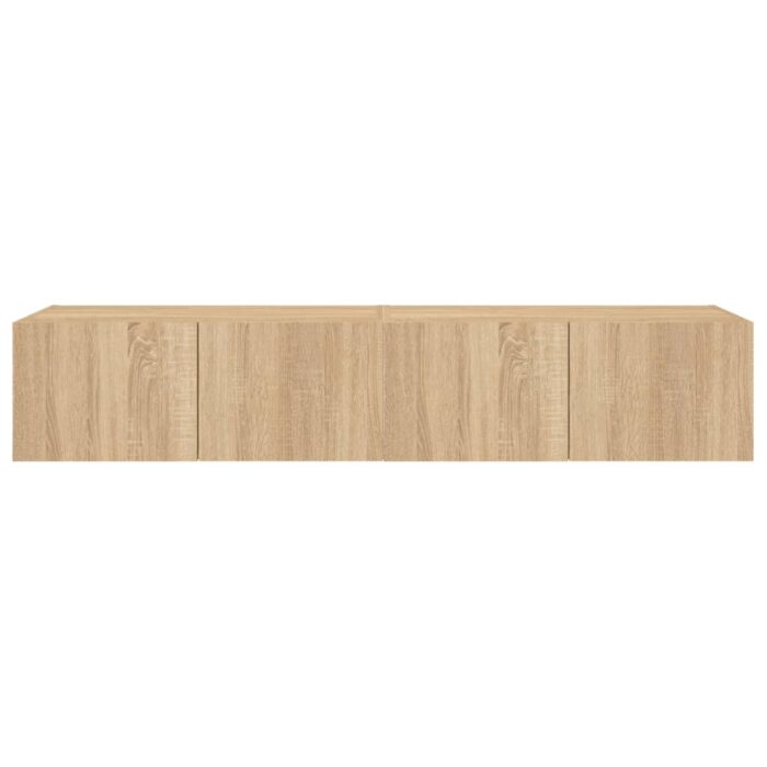 Meubles TV muraux lumières LED 2 pcs chêne sonoma 80x35x31 cm – Image 7