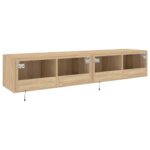 Meubles TV muraux lumières LED 2 pcs chêne sonoma 80x35x31 cm – Image 9
