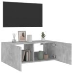 Meuble TV mural avec lumières LED gris béton 80x35x31 cm – Image 4