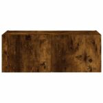 Meuble TV mural avec lumières LED chêne fumé 80x35x31 cm – Image 7