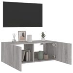 Meuble TV mural avec lumières LED sonoma gris 80x35x31 cm – Image 4