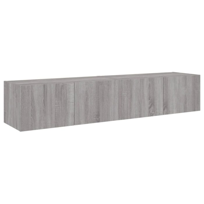 Meubles TV muraux et lumières LED 2pcs sonoma gris 80x35x31 cm – Image 5