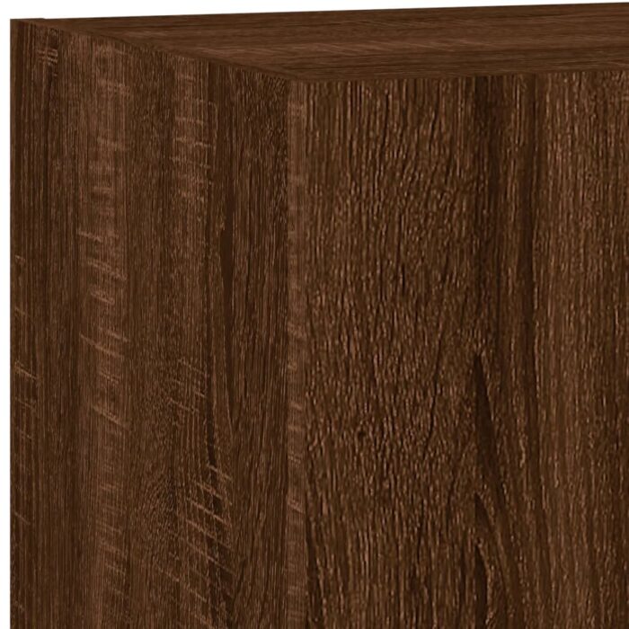 Meuble TV mural avec lumières LED chêne marron 80x35x31 cm – Image 10