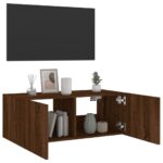 Meuble TV mural avec lumières LED chêne marron 80x35x31 cm – Image 4