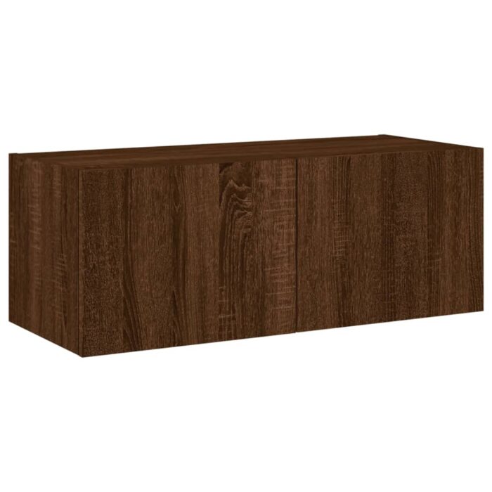 Meuble TV mural avec lumières LED chêne marron 80x35x31 cm – Image 5