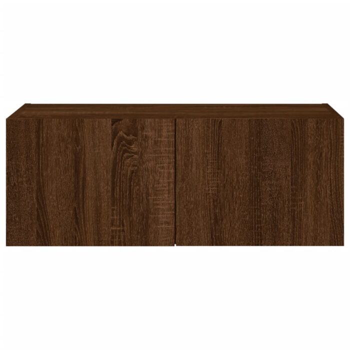 Meuble TV mural avec lumières LED chêne marron 80x35x31 cm – Image 7