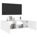 Meuble TV mural avec lumières LED blanc 100x35x31 cm – Image 6